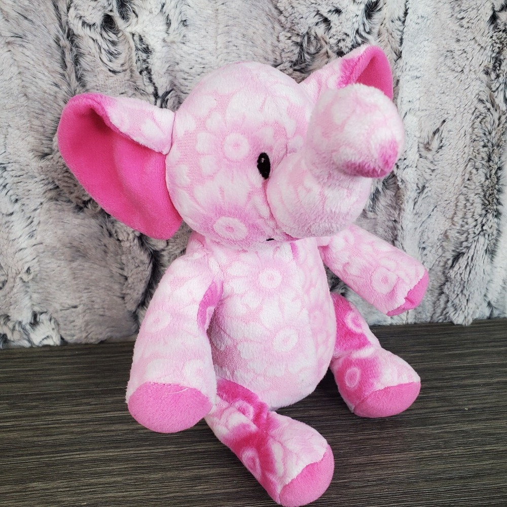 People Pals Pink Floral Elephant Flower Pattern 7.5" Plush Toy